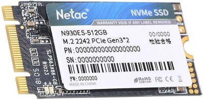 Netac SSD накопитель NETAC N930ES 512ГБ, M.2 2242, PCIe 3.0 x2, NVMe, M.2 N930ES NT01N930ES-512G-E2X NT01N930ES-512G-E2X
