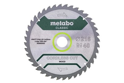 Metabo Диск пильный твердосплавный Metabo Ф216x30 40зуб. (628654000) 