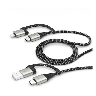 Deppa Кабель DEPPA 4 в 1, Lightning (m), USB Type-C (m), USB Type-C (m), USB A(m), 1.2м, черный 72311 