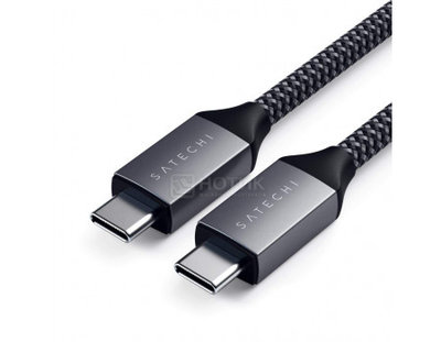 Satechi Кабель Satechi 100W USB-C to USB-C (2m), для зарядки и передачи данных, Серый, ST-TCC2MM USB-C to USB-C 100W (серый космос) ST-TCC2MM