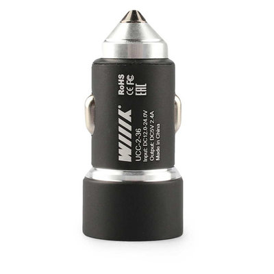 Wiiix Автомобильное зарядное устройство WIIIX , 2xUSB, 2.4A, серый UCC-2-36 