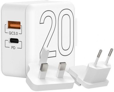 LYAMBDA Зарядное устройство сетевое Lyambda 20Вт c 2-мя выходами (PD+QC3.0) LT22 