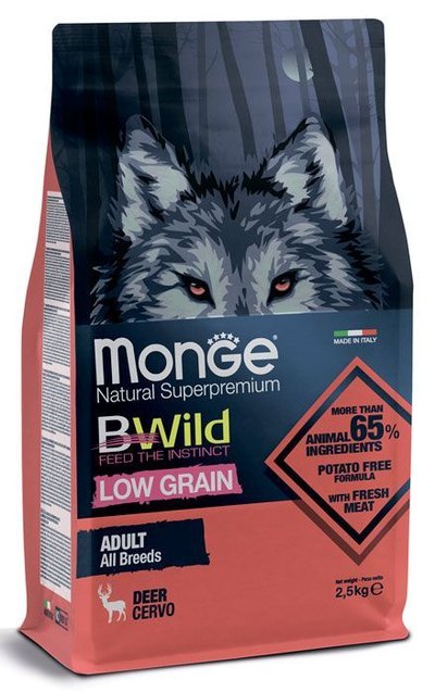 MONGE Сухой корм для собак Monge BWild Low Grain с мясом оленя 2,5 кг 