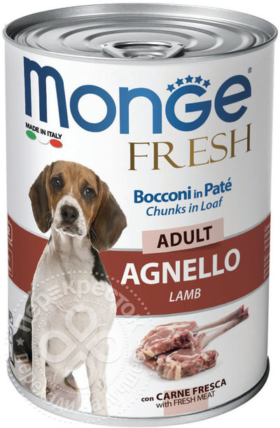 MONGE Корм для собак Monge Dog Fresh Chunks in Loaf рулет из ягненка 400г
