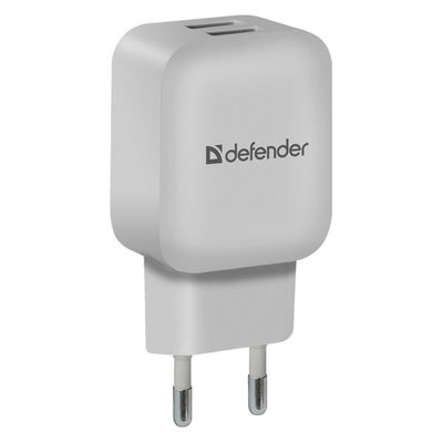 Defender Сетевое зарядное устройство DEFENDER EPA-13, 2xUSB, 2.1A, белый 83841 