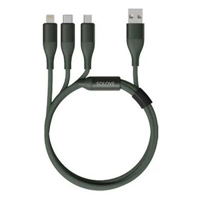 Xiaomi Кабель XIAOMI Solove DW2, USB A(m), Lightning (m), micro USB B (m), USB Type-C (m), 1.2м, зеленый [dw2 green] 