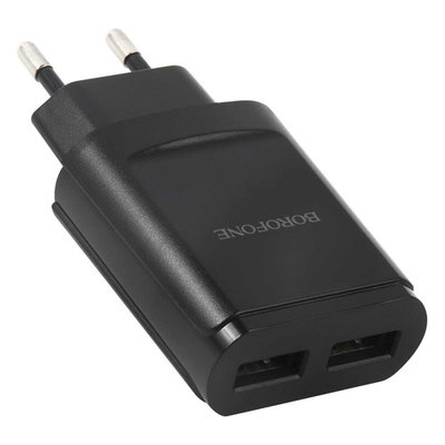 Noname Сетевое зарядное устройство Borofone BA8A LePlug, 2xUSB, 2.1A, черный Noname УТ000022883 
