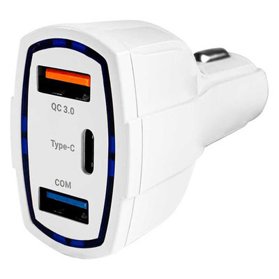 GAL Автомобильное зарядное устройство GAL , 2 USB + USB type-C, 3A, белый UC-4437 
