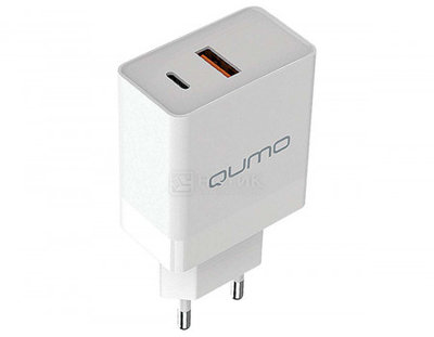 Qumo Сетевое зарядное устройство Qumo Energy light, 20W, 1xUSB Type-C, 1xUSB, Белый Charger 0052 Charger 0052