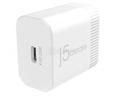 j5create Сетевое зарядное устройство j5create USB-C Wall Charger 20W, USB Type-C, Белый JUP1420 JUP1420