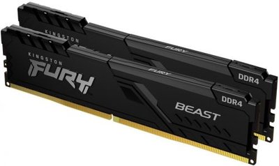 Kingston FURY Модуль памяти DDR4 16GB (2*8GB) Kingston FURY Beast Black 3200MHz CL16 1RX8 1.35V 288-pin 8Gbit KF432C16BBK2/16 
