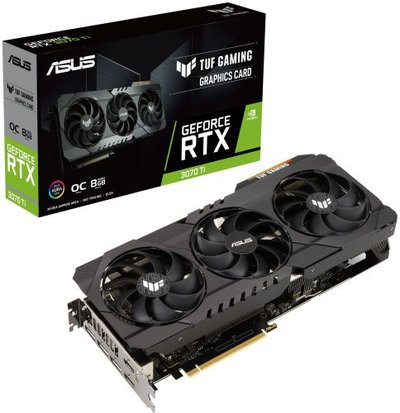ASUS Видеокарта PCI-E ASUS 8GB GDDR6X 256bit 8nm 1575/19000MHz HDMI/3*DP GeForce RTX 3070 Ti TUF GAMING OC (TUF-RTX3070TI-O8G-GAMING) TUF-RTX3070TI-O8G-GAMING