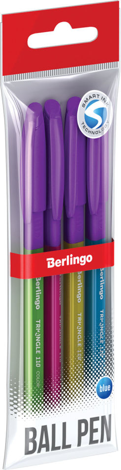 Berlingo Набор ручек Berlingo Triangle Color шариковые синие 4шт 