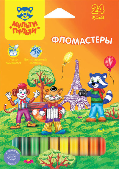 Мульти-Пульти Набор фломастеров Мульти-Пульти Енот во Франции 24 цвета 