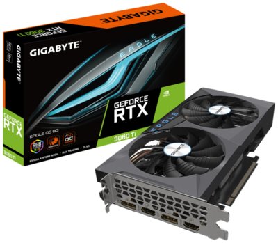 Gigabyte Видеокарта GigaByte GeForce RTX 3060 Ti EAGLE OC 8G LHR 1695MHz PCI-E 4.0 8192MB 14000MHz 256 bit 2xHDMI 2xDisplayPort HDCP GV-N306TEAGLE OC-8GD 2.0 GV-N306TEAGLE OC-8GD 2.0