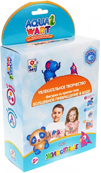 1toy Набор "Животные", 3 формочки, 3 краски с блестками по 100 мл. (Т20085) 1toy 