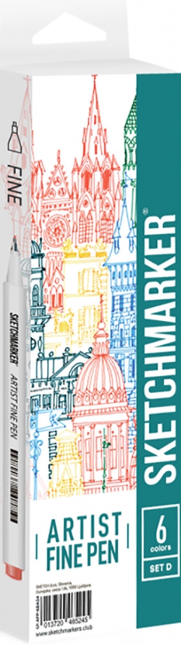 SKETCHMARKER Набор капиллярных ручек "Basic 4", 6 цветов (AFP-6BAS4) SKETCHMARKER 