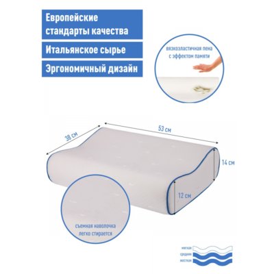 Memorysleep Ортопедическая, анатомическая подушка для сна с эффектом памяти MemorySleep S Подушка анатомическая S Grand MemorySleepSGrand