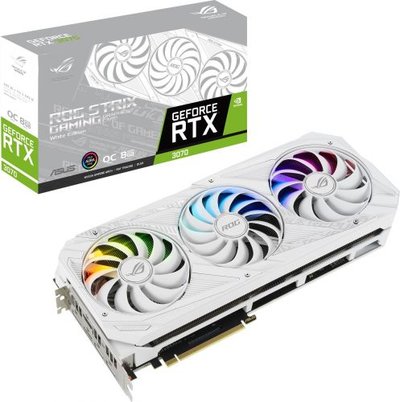 ASUS Видеокарта PCI-E ASUS 8GB GDDR6 2*HDMI 3*DP LHR GeForce RTX 3070 ROG STRIX GAMING WHITE OC V2 (ROG-STRIX-RTX3070-O8G-WHITE-V2) ROG-STRIX-RTX3070-O8G-WHITE-V2