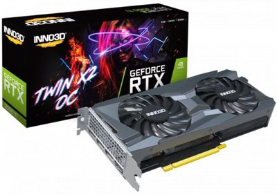Inno3D Видеокарта PCI-E Inno3D 8GB GDDR6 256bit 3*DP HDMI GeForce RTX 3060 Ti TWIN X2 OC LHR (N306T2-08D6X-119032DH) N306T2-08D6X-119032DH