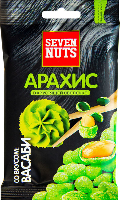 Seven Nuts Арахис Seven Nuts в хрустящей оболочке со вкусом васаби 50г 