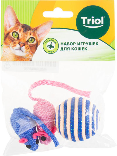 TRIOL Набор игрушек для кошек Triol XW7007 Мяч и мышки 