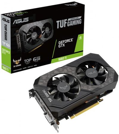 ASUS Видеокарта PCI-E ASUS 6GB GDDR6 192bit 12nm 1500/12000MHz DVI/2*HDMI/DP GeForce GTX 1660 Ti TUF Gaming EVO (TUF-GTX1660TI-T6G-EVO-GAMING) TUF-GTX1660TI-T6G-EVO-GAMING