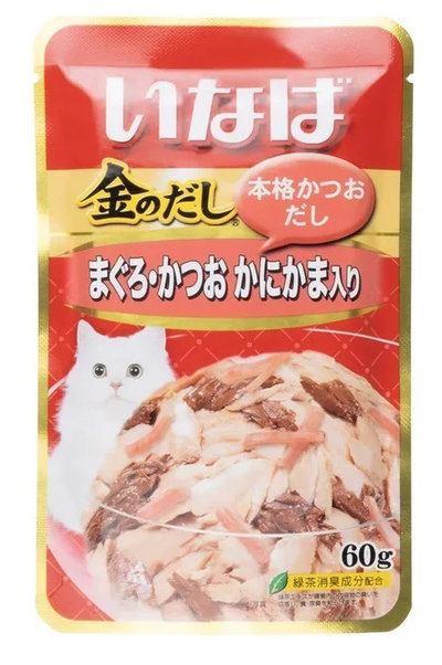 Inaba Влажный корм для кошек Inaba Киннодаси микс тунцов с сурими в желе 0,06 кг 