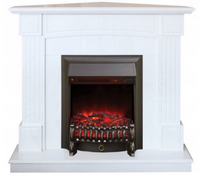 Real-Flame Электрокамин с классическим очагом 2D Real-Flame Andrea Corner STD/EUG WT (WT-F513) с очагом Fobos/Majestic 