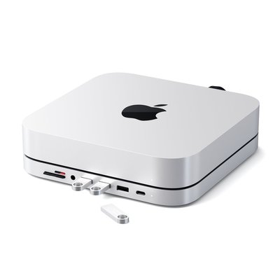 Satechi Док-станция Satechi USB док станция с подставкой для Mac Mini, порты: 1x USB-C, 3 x USB, 3,5mm AUX, SD, microSD Mac Mini Stand & Hub (серебристый) ST-ABHFS