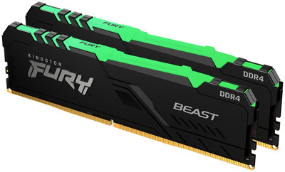 Kingston Оперативная память Kingston Fury Beast RGB, 32 Гб DDR5 (2x16 Гб), 3200 МГц, KF432C16BB1AK2/32, черный DDR4 Kit of 2 FURY Beast RGB KF432C16BB1AK2/32 32GB KF432C16BB1AK2/32