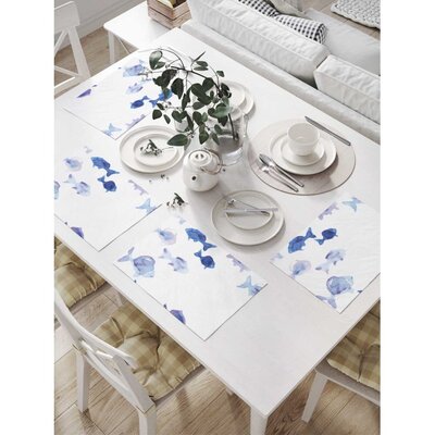 JoyArty Комплект тканевых салфеток для сервировки стола JOYARTY Комплект салфеток для сервировки стола Стая рыб 46х32 см 4 шт. np_32320