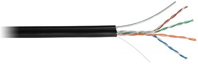 Netlan NETLAN Кабель U/UTP 4 пары, Кат.5e, внешний, PE до -40C, с тросом, черный, 305м EC-UU004-5 EC-UU004-5E-PE-SW-BK (черный) 