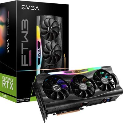 EVGA Видеокарта PCI-E EVGA 8GB GDDR6 256bit 8nm 1815/14000MHz HDMI/3*DP RTL GeForce RTX 3070 FTW3 ULTRA GAMING (08G-P5-3767-KL) 08G-P5-3767-KL