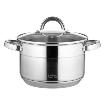 Lara Кастрюля LARA , 3.8л, с крышкой, серебристый LR02-402 
