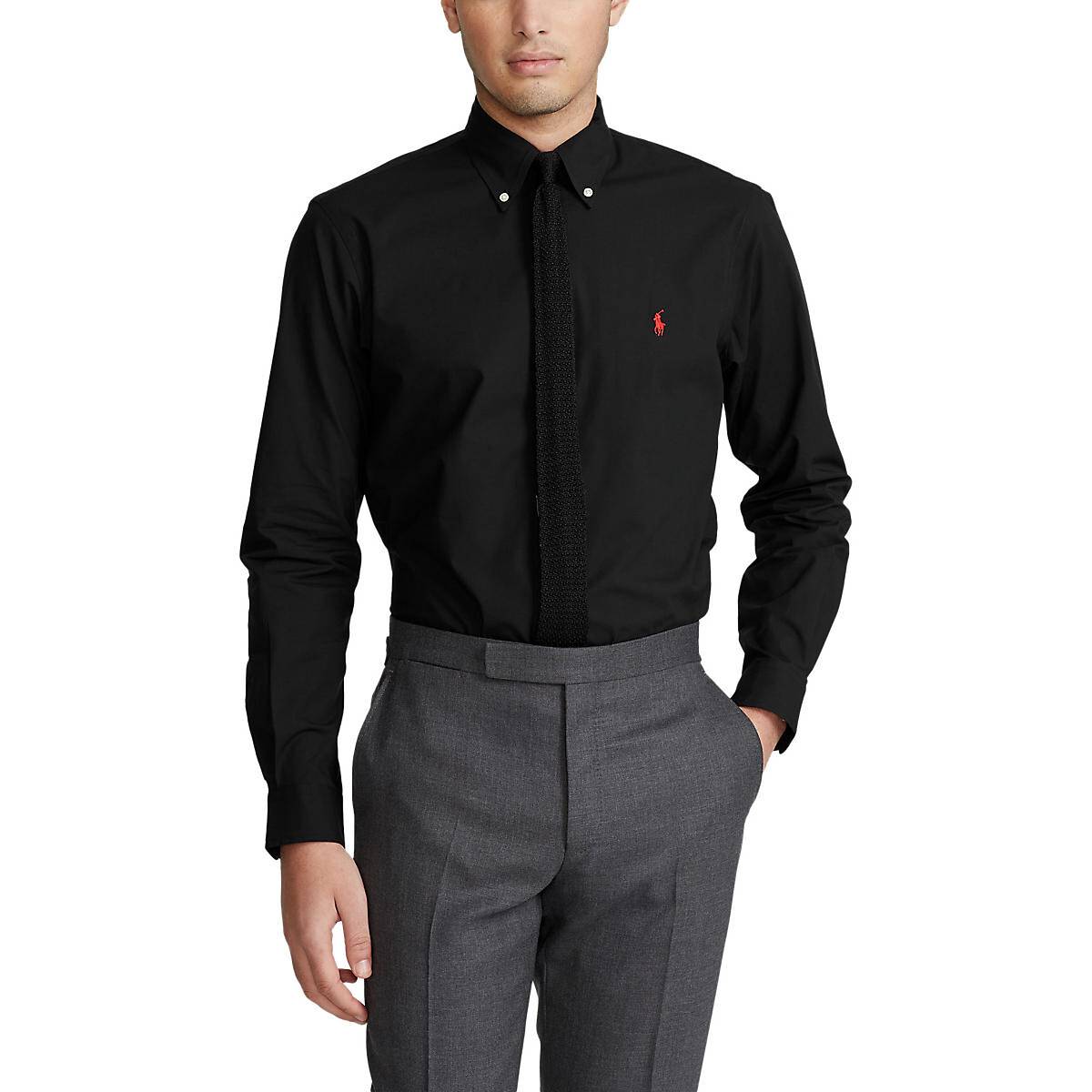 Рубашка Узкого покроя из поплина стрейч XL черный Polo Ralph Lauren для  мужчин купить - SKU10761092