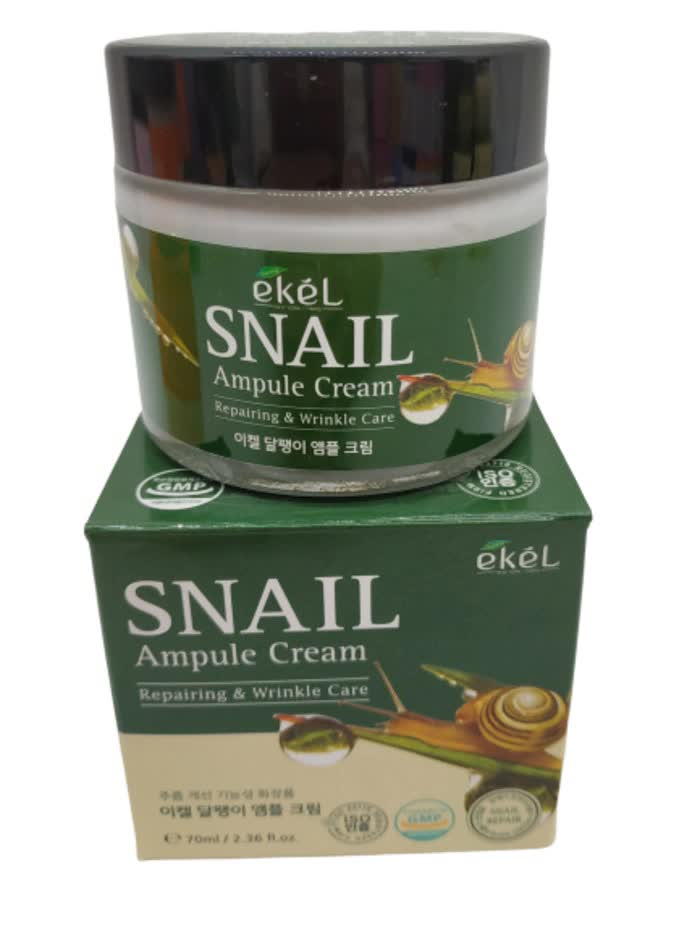 Ekel с улиткой. Крем для лица Ekel Snail ampule Cream 70гр. [Ekel] ампульный крем с муцином улитки, Snail ampule Cream 70 мл. Крем на основе экстракта слизи улитки Ekel Snail ampule Cream 70ml. Ампульный крем с улиточным муцином Ekel Snail Ampoule Cream, 70мл, арт 276837.