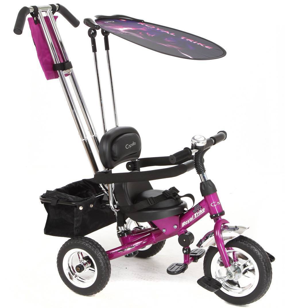 Велосипед с ручкой до 5 лет. Capella Royal Trike велосипед. Capella велосипед 3-х колесный Royal Trike. Велосипед Capella трехколесный с ручкой розовый. Велосипед капелла трехколесный розовый.