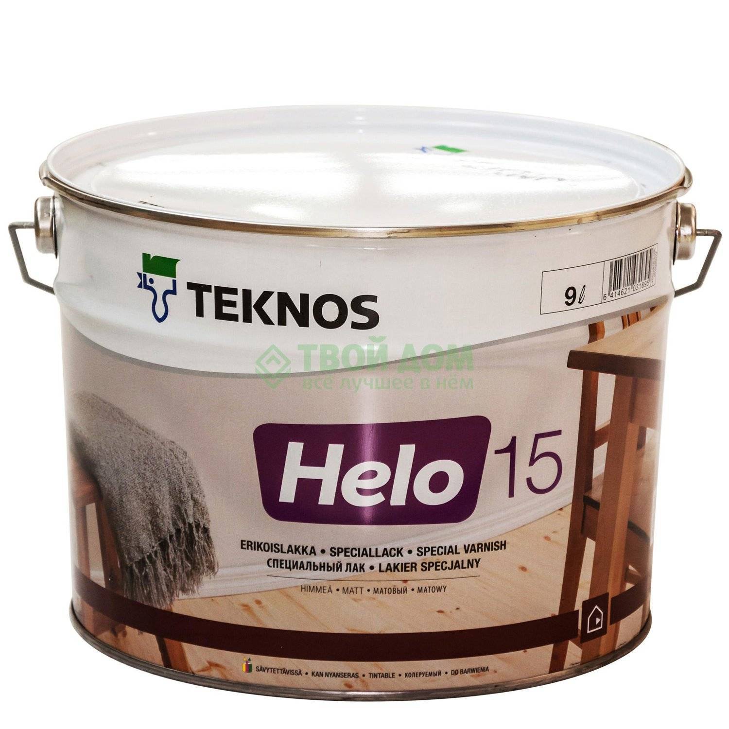Лак Teknos Helo 15 матовый 9 л