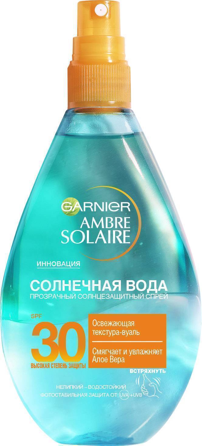 Garnier spf 50 для лица. Garnier Ambre solaire Солнечная вода. Garnier SPF 50 вода солнцезащитный. Garnier Солнечный спрей Ambre solaire.