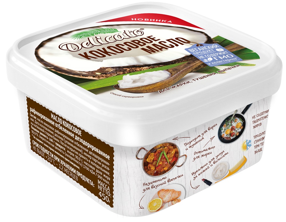 Сравнить цены на Масло кокосовое Delicato 99,9% рафинированное дезодорированное,